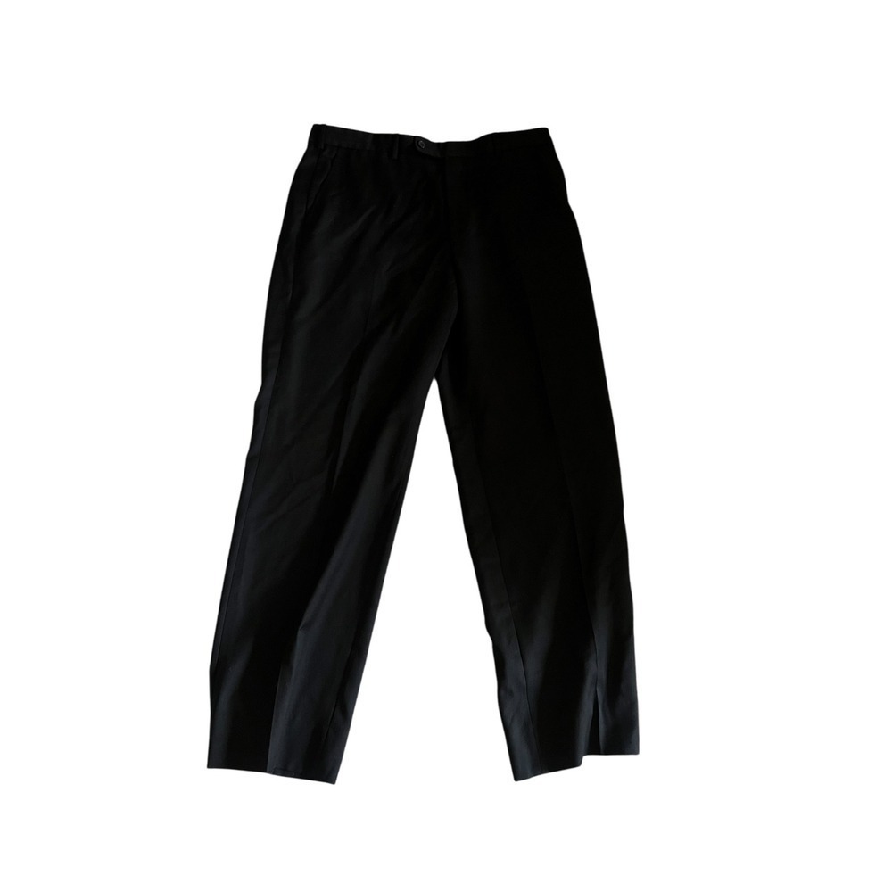 Valentino Black Straight Pants Sz 42 Virgin Wool Luxury Designer Trousers - Picture 3 of 6